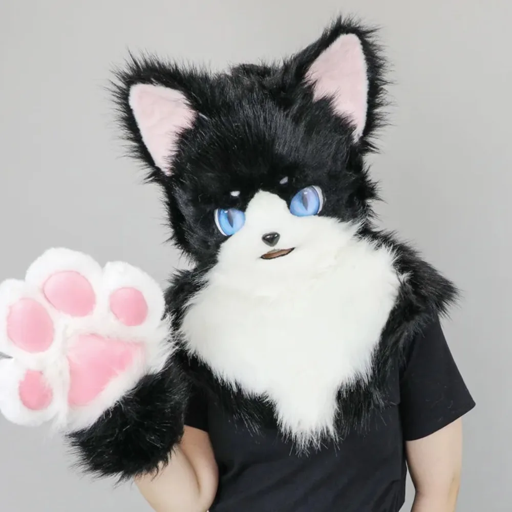 Anime Fursuit Furry Cosplay Fox Dog Wolf AnimalCat Paws Plush Costume Nail Mask Tail Shoes for Halloween Party Stage Up Prop