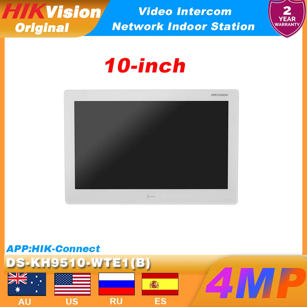 Hikvision Original DS-KH9510-WTE1(B) POE 10-inch Indoor Monitor IP Video Intercom Screen Indoor Station Built-in Hik-Connect APP