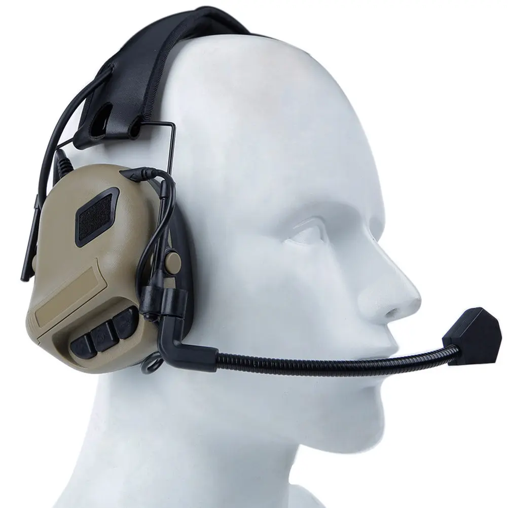 

Tactical Electronic Shooting Headset Adjustable 54-62Cm No Noise Reduction Walkie Earmuff for Hunting Training