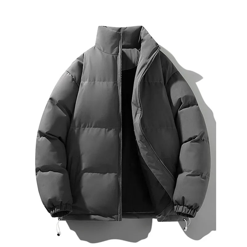 

Korean Stand Collar Puffer Jacket Autumn Winter Fluffy Filling Parkas Men Women Heat-Retaining Windproof Suitable for Daily Wear
