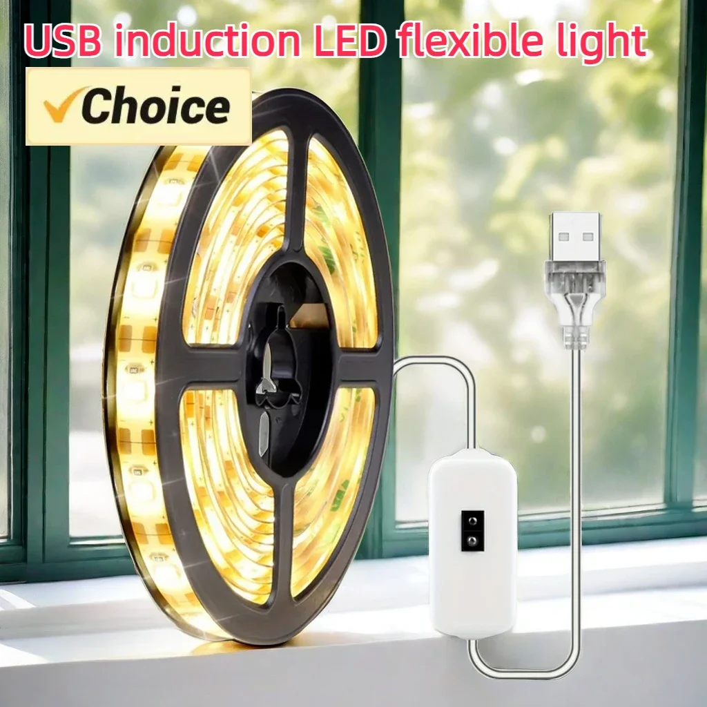 Tira de luz con Sensor de escaneo manual Usb para dormitorio, Luces de decoración de armario, sala de estar, iluminación de cocina, 5 V