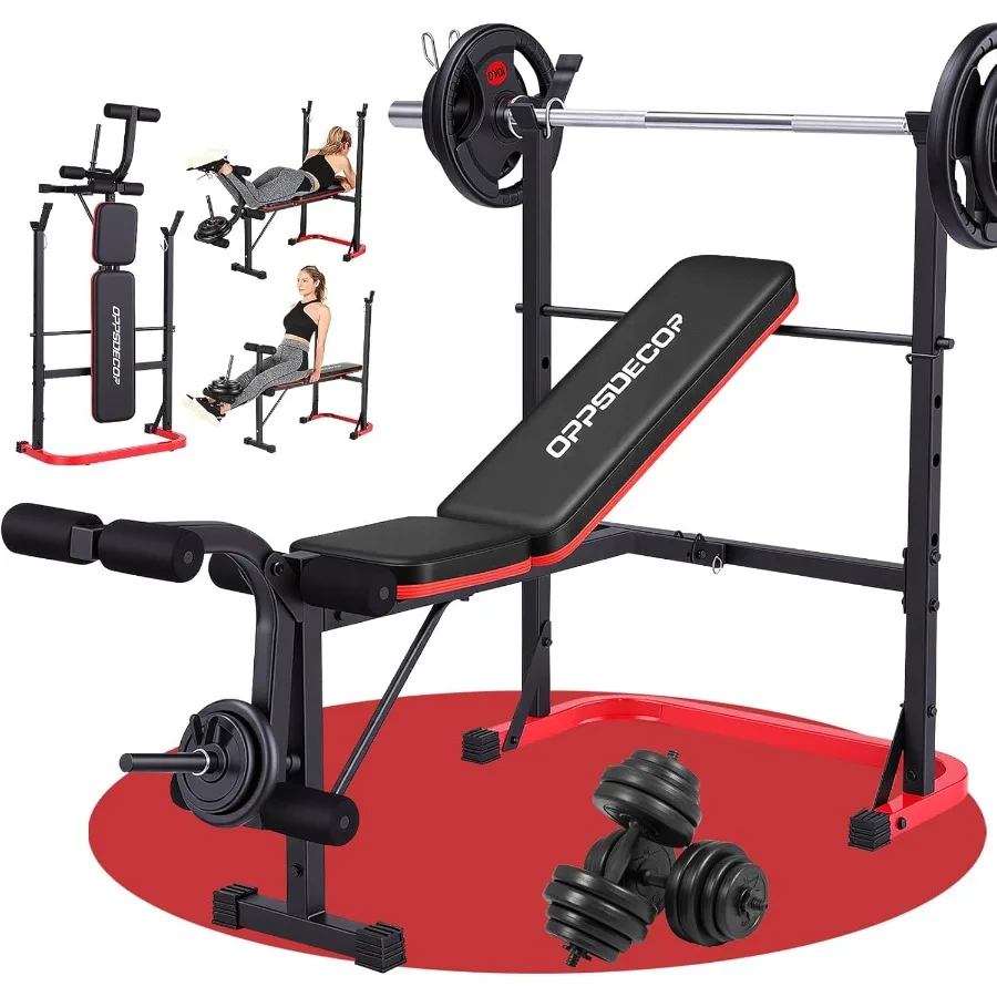 Máquina de entrenamiento de fuerza para gimnasio en casa con banco ajustable, juego de prensa, banco de entrenamiento plano inclinado, extensión de piernas y predicador de rizos C