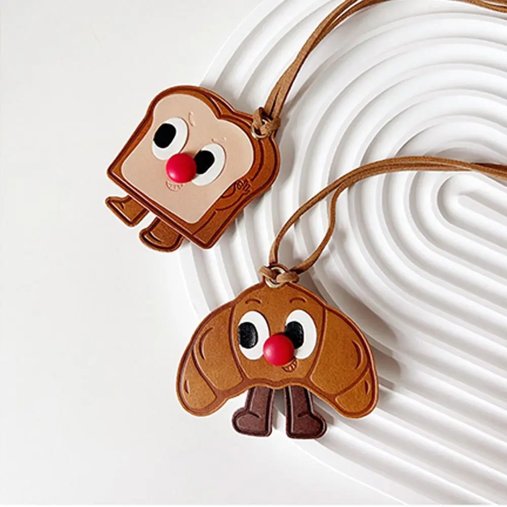 Shining PU Leather Bag Charm Toast Croissant Keychain Bag Accessory Gift