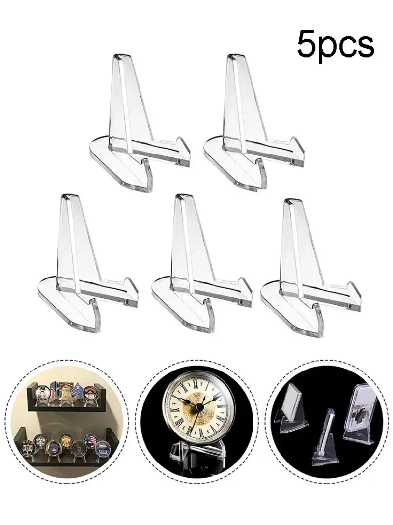 Transparent Acrylic Coin Display Stand Brackets, Small Stand Cards, Commemorative Challenge Coin Capsule Holders