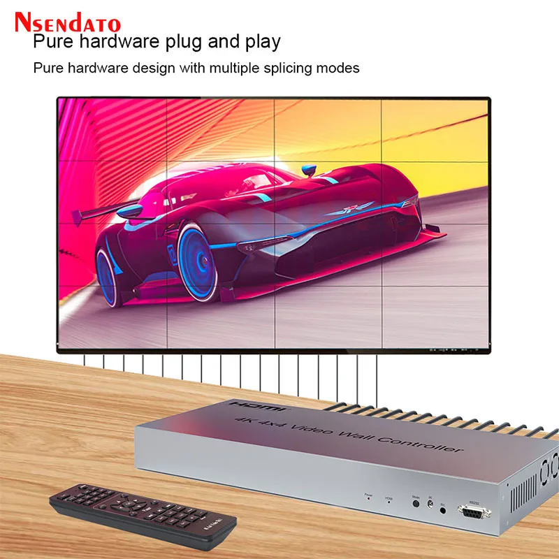 HDMI وحدة تحكم الفيديو الجدارية 4x4 4k HDMI معالج الفيديو الجدار خياطة 1x16 3x2 3x3 3x4 3x5 5x1 معالج متعدد الشاشات الربط