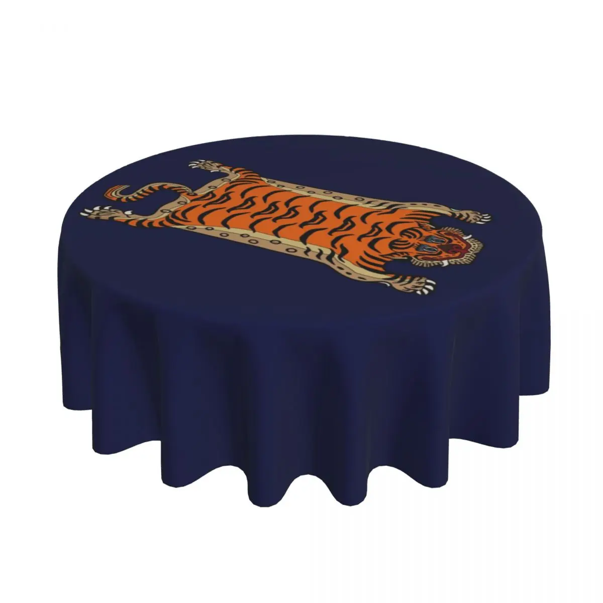 

Tibetan Tiger Rug (4) Waterproof Round Tablecloth Oilproof Table Cloth for Kitchen Events Dining Table Cover 60 inches