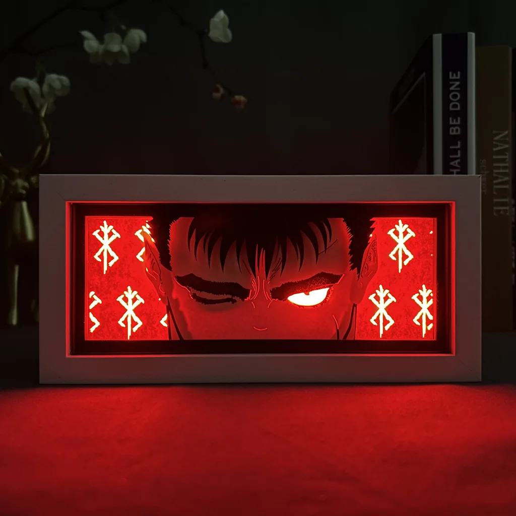 Berserk Guts Paper Carving 3D Anime Lamp LED Light Box ベルセルクSacrifice Action Figure Room Decoration Lamp Brithday Gift