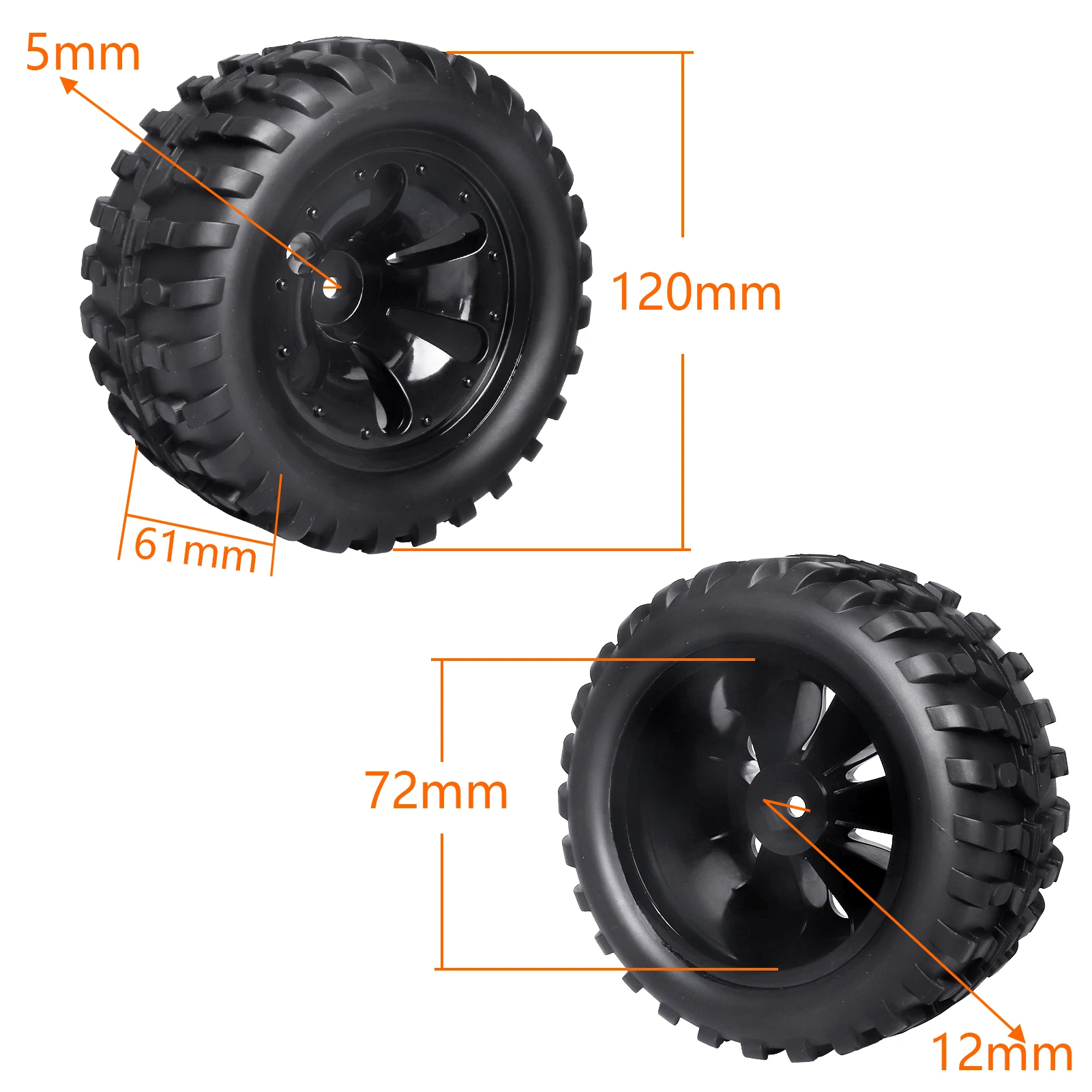 HobbyPark Glued 12mm Hex 1/10 RC Truck Tires Wheels for Traxxas Rustler Stampede 4x4 VXL 2WD Redcat Volcano EPX S30 Blackout XTE