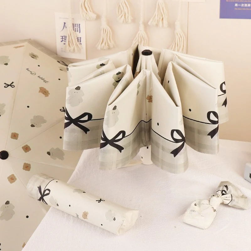 

Premium Folding Sunshade Umbrella Black Rubber Sunscreen Anti UV Sunshade Umbrella Household Printed Triple Fold Sunny Umbrellas