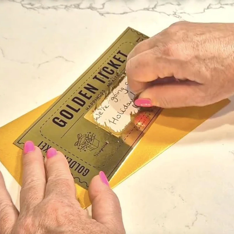 1Set Deluxe Golden Ticket Surprise Scratch Off Card Christmas Surprise Reveal Card Scratch Off Ticket Surprise Gift Raffle Gift
