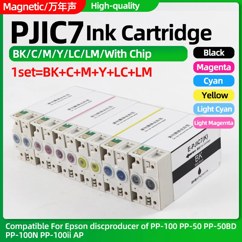 6Color/1set PJIC7 PJIC7K Ink Cartridge Tith One Time Chip Compatible For Epson PP-100 PP-50 PP-50BD PP-100N PP-100ii AP Printers
