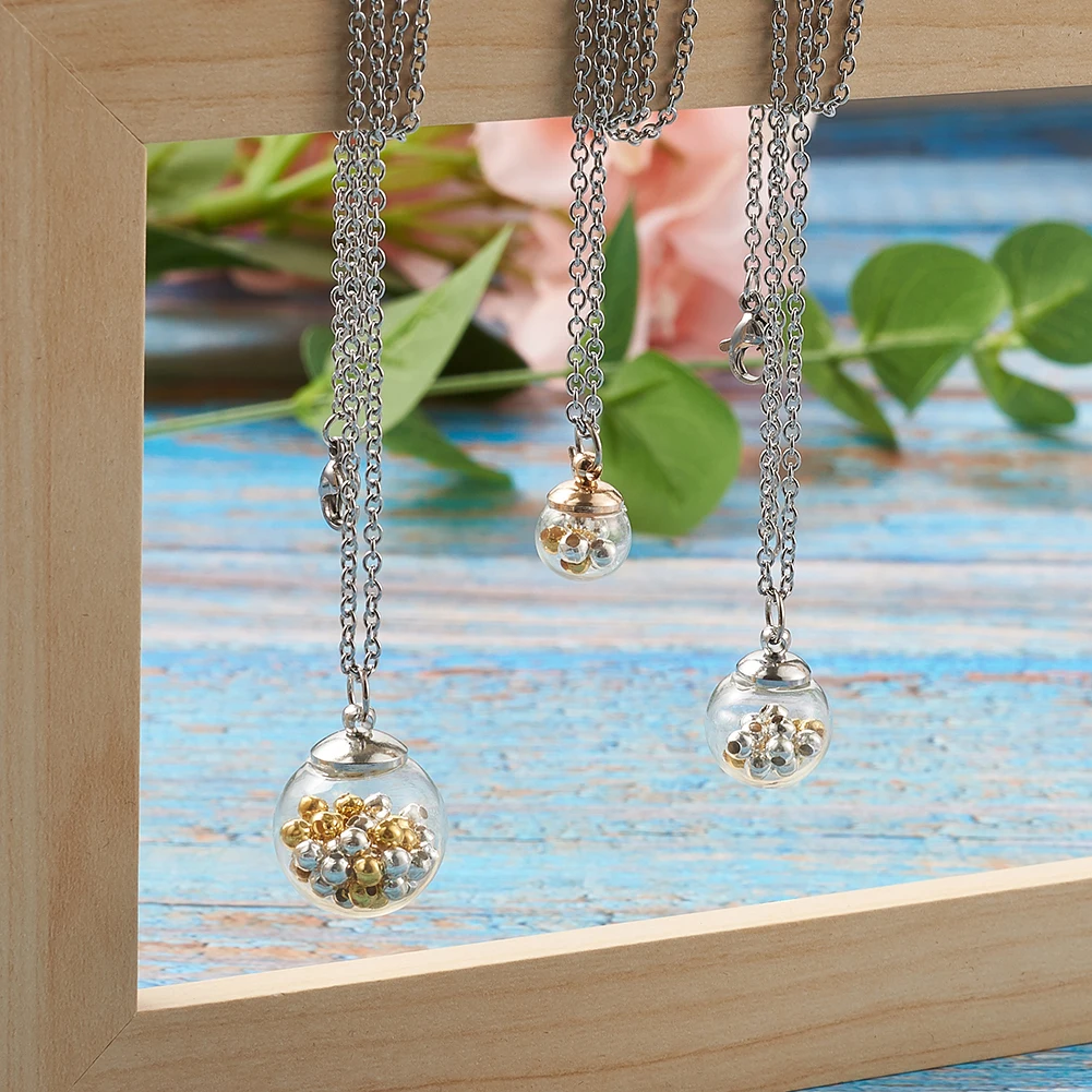 100Pcs 8/10/12/14/16/18/20/25/30mm Clear Round Beads Blown Glass Globe Ball Bottles for Dangle Pendants Earring Jewelry Making