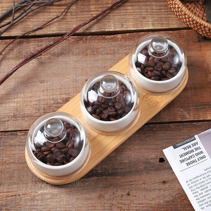 Creative Ceramic Snack Tray with Glass Lid, Afternoon Tea Dessert Baking Bowl Household Snack Tray Fruit Dried Fruit