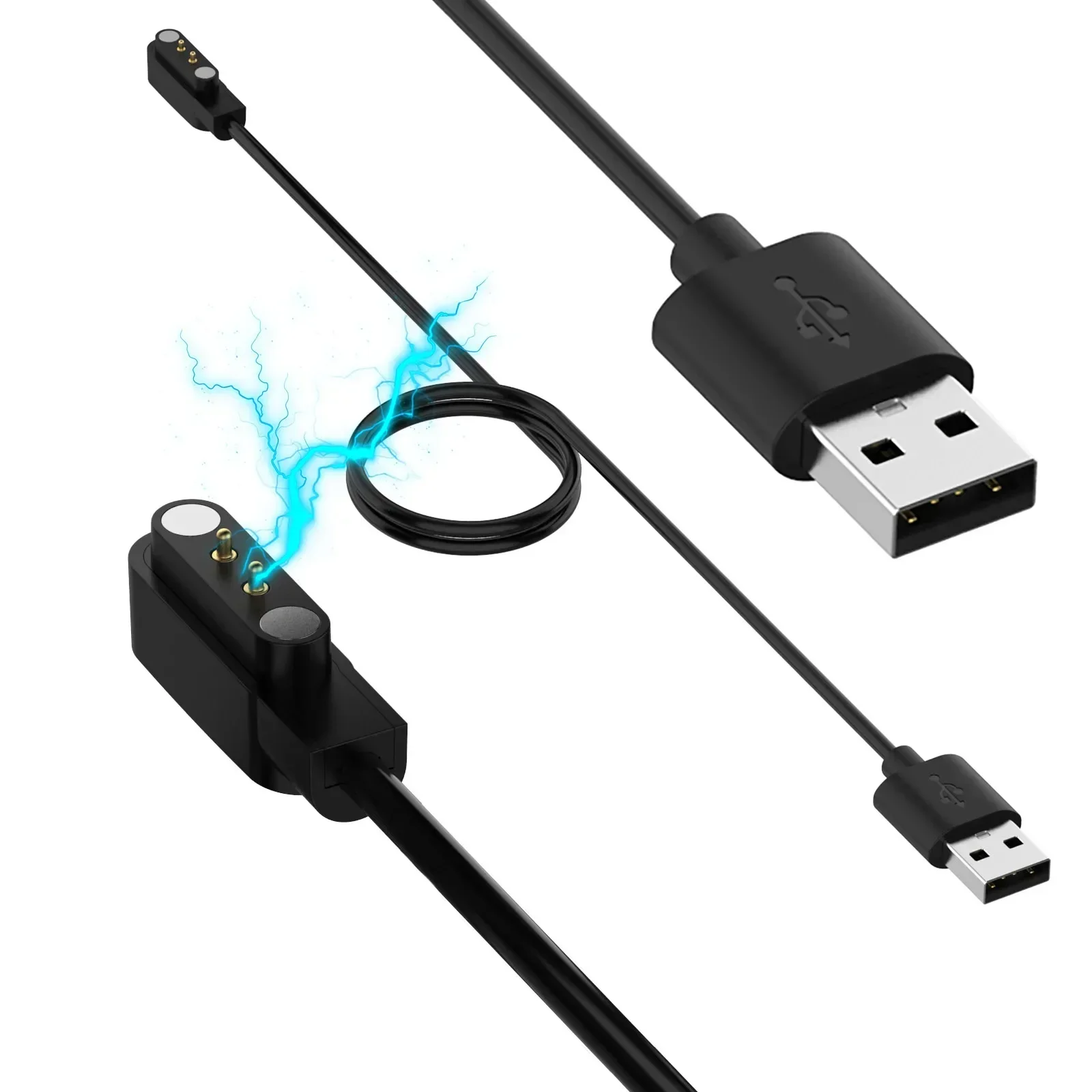 J19 Magnetic Charger Cable For Yamay SW022/ AGPTEK LW11/ TicWatch GTX/ Haylou RT LS05S 3.3Ft 2Pins USB Charging Cord