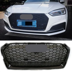 For RS5 Quattro Style Front Sport Honeycomb Hood Grill Gloss Black for Audi A5 S5 Sline 2016-2020 Car Styling Accessories