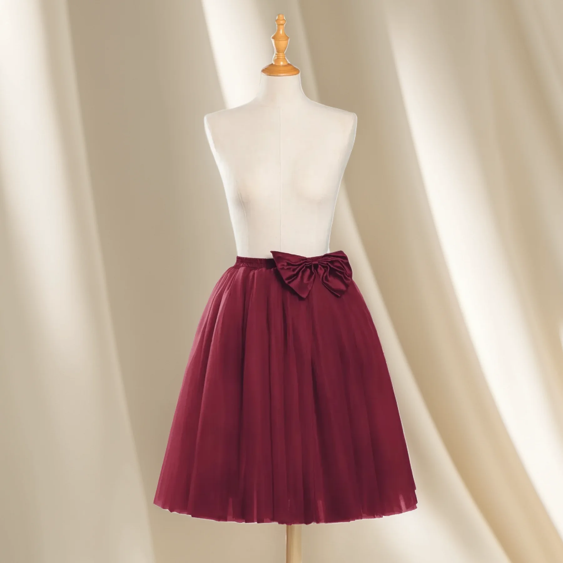 

Повседневные тюлевые короткие юбки, однотонная юбка-пачка с эластичным бантом на талии, миди, многослойная сетчатая нижняя юбка, вечерние полуюбки в стиле рокабилли