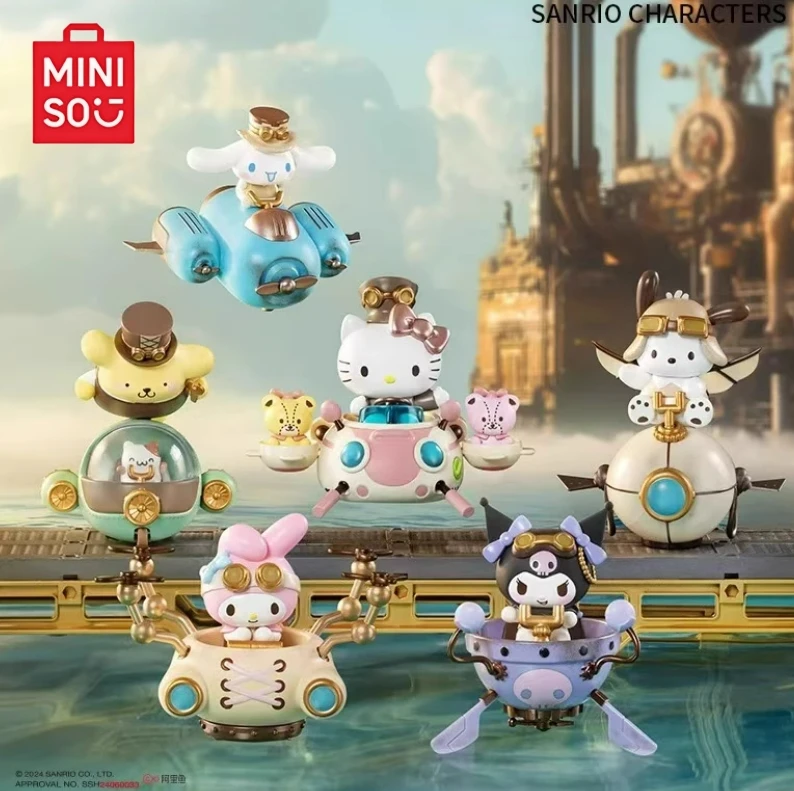 

Оригинальная серия MINISO Toptoy Sanrio Family в стиле стимпанк, слепая коробка Mymelody Kitty Cinnamoroll Pochacco Pom Pom Purin Kuromi, аниме