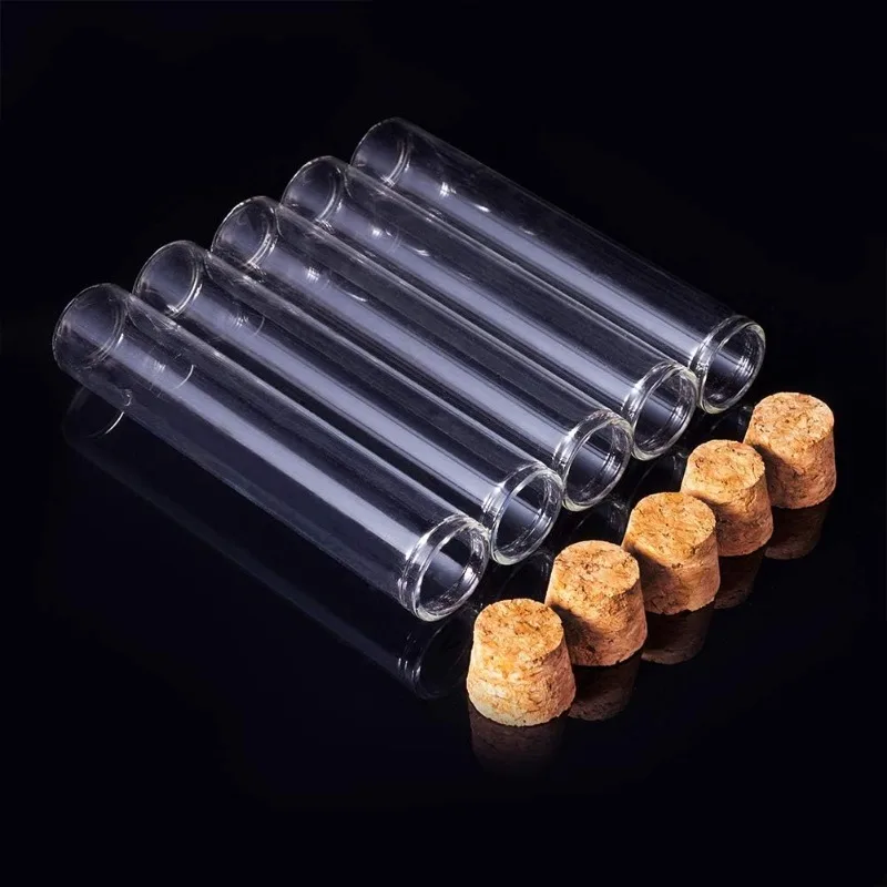 20 Pack 30ml Glass Tubes Transparent Decoration Bottles with Cork Stoppers for Arts Crafts and Other Small Projects