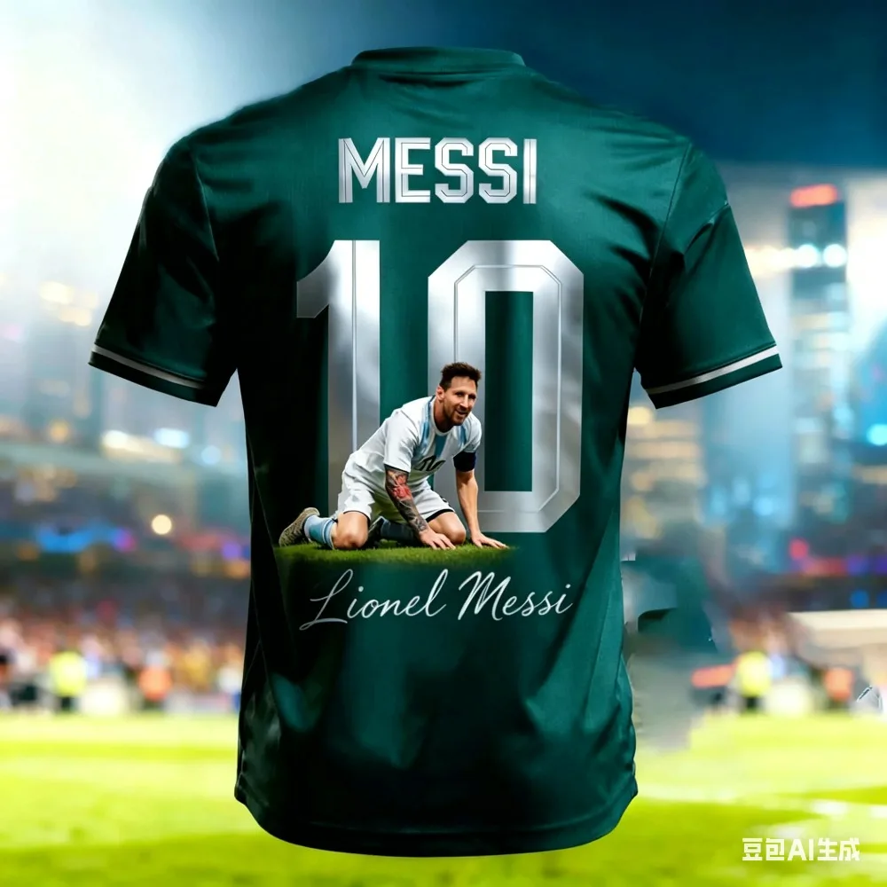 Sommer Neues 3D Messi-Print Kinder-Fußballtrikot - Schnelltrocknend und Atmungsaktiv, Geeignet für Familiensportbekleidung – Detail 5