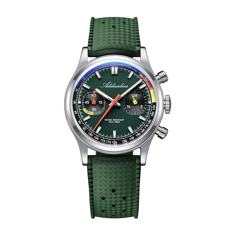 Addiesdive Nieuwe Mannen Horloge 38 Mm VK64 Chronograaf Fluororubber Luxe Koepelvormig Glas BGW9 Lichtgevende 100M Waterdicht Quartz Horloge