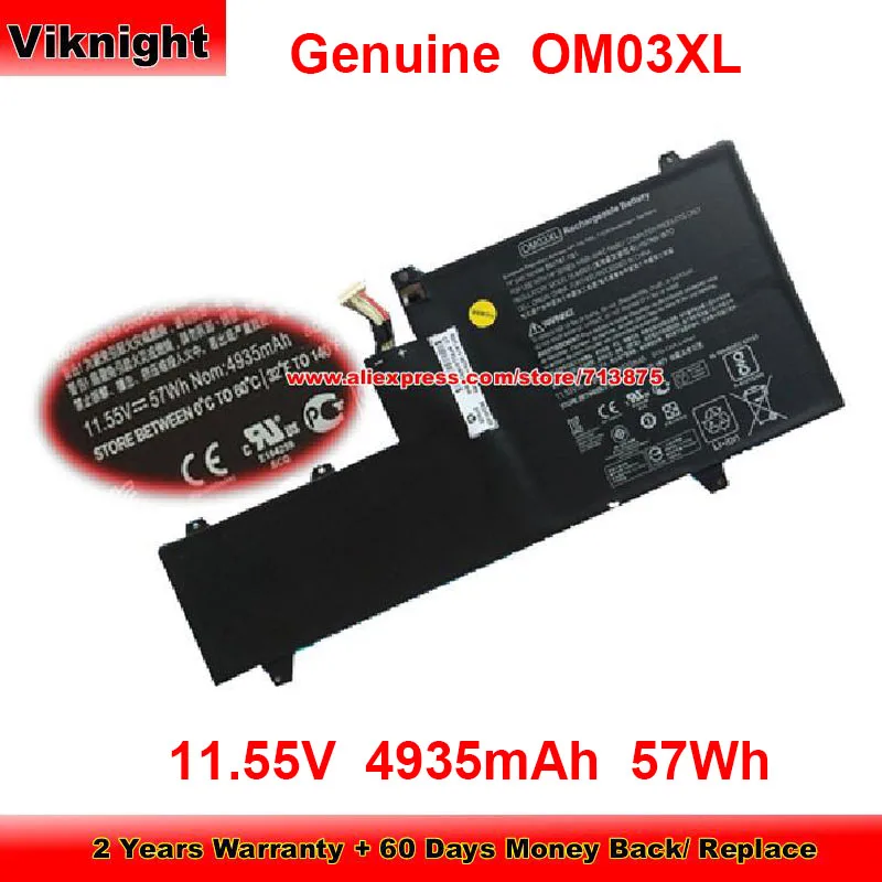 

Genuine OM03XL Battery HSTNN-IB7O for Hp EliteBook X360 1030 G2 x360 1020 863167-171 HSN-I04C Z2W73EA 11.55V 4935mAh 57Wh