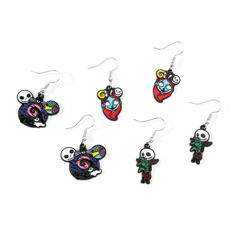Disney The Nightmare Before Christmas Cartoon Earrings Jack Skellington Sally Ear Studs For Women Girls Cosplay Halloween Gifts