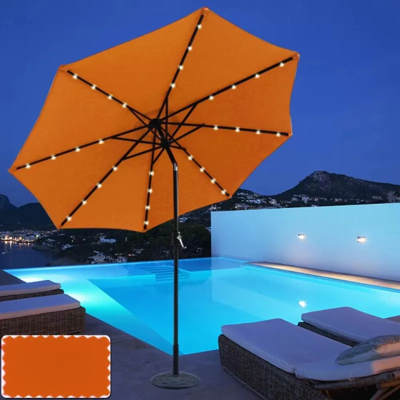 Sombrilla de jardín al aire libre y luz LED solar, conveniente, práctico y duradero.