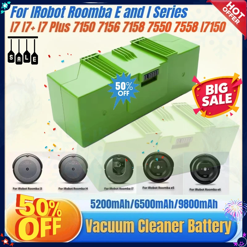 14.4V New Replacement Vacuum Battery for IRobot Roomba E and I Series I7 I7+ I7 Plus E5 7550 7150 7558 7156 7158 I7150