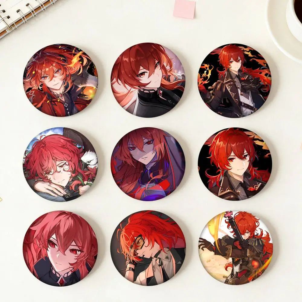 Anime Game Genshin Impact Diluc Round Badges Can Be Used To Decorate Clothes And Backpack Pins