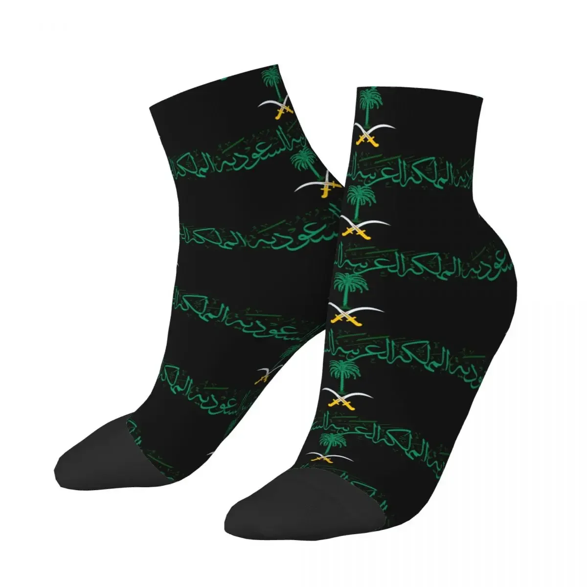 Fashion Printing Saudi Arabia Emblem Arabic Calligraphy Socks For Women Men Stretchy Summer Autumn Winter Crew 