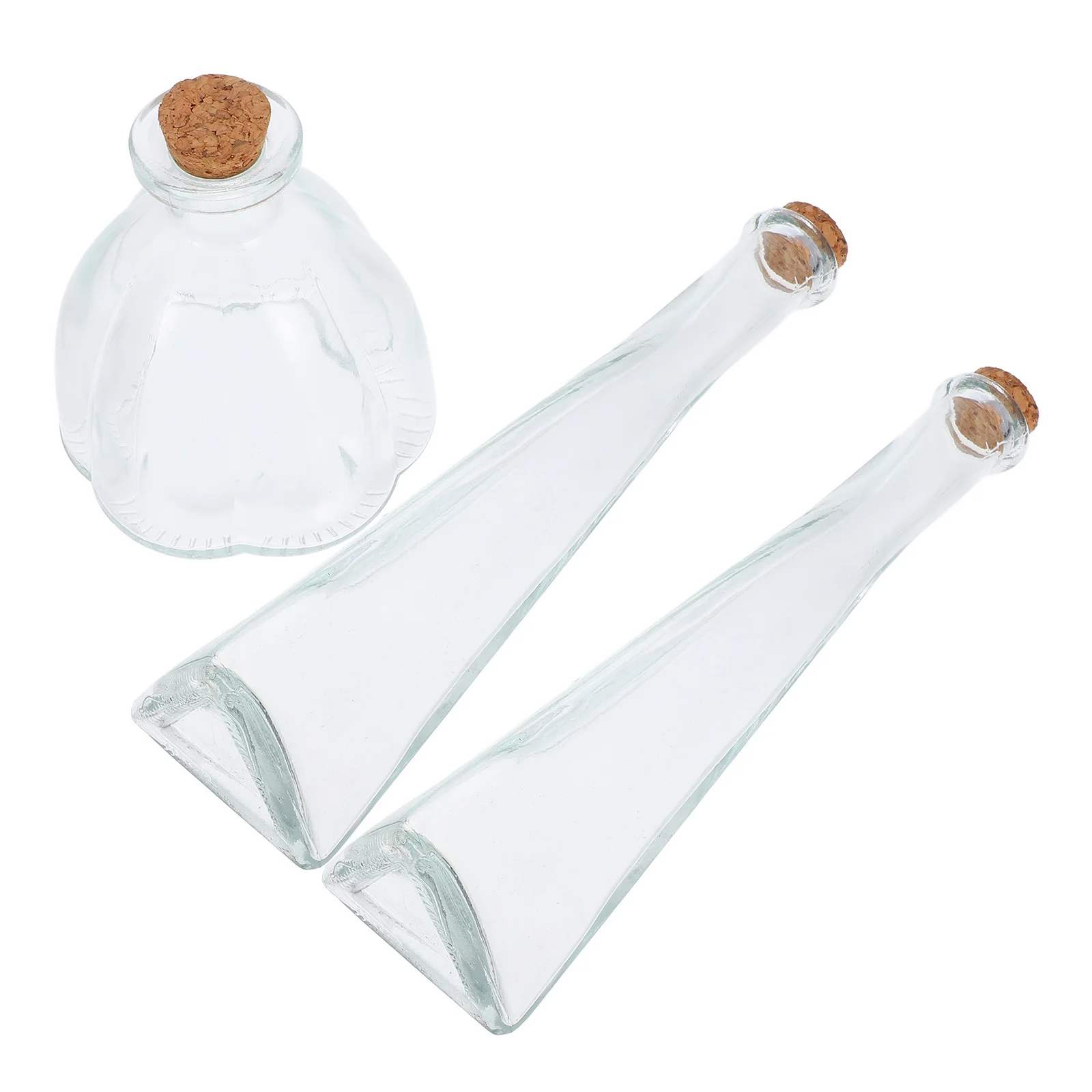 

3 Pcs Corked Glass Vials Bottles with Corks Essential Oil Diffusion Apothecary Jars Decorative Wishing Containers