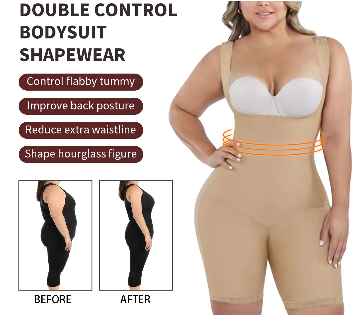 Fajas Colombianas Stage 2 For Women Postpartum Girdle BBL Seamless Bodysuit Open Crotch Shapewear Corset Slimming Body Shaper