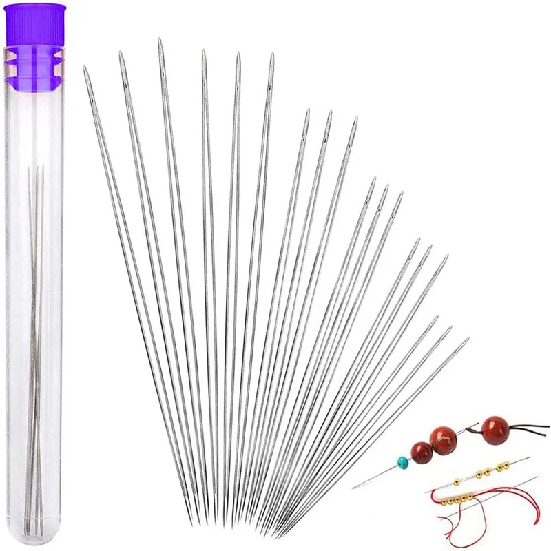 BUDDUR Big Eye Beading Needles Kit With Storage Box For Jewelry Making Beaded Threading Pin DIY Handmade Craft Accessories