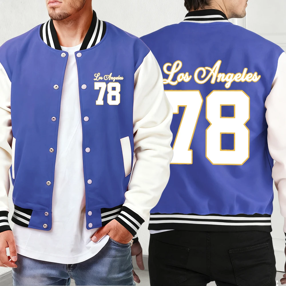 

Лос-Анджелес, номер 78, осенние новые куртки с принтами, мужские уличные пуговицы, Veste Basics, винтажная одежда, модная мягкая бейсбольная форма