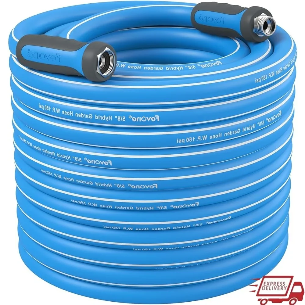 

Durable 105 ft Garden Hose Heavy Duty Hybrid Polymer Kink Resistant 3/4" GHT Safe Drinking Water Easy Connect Watering