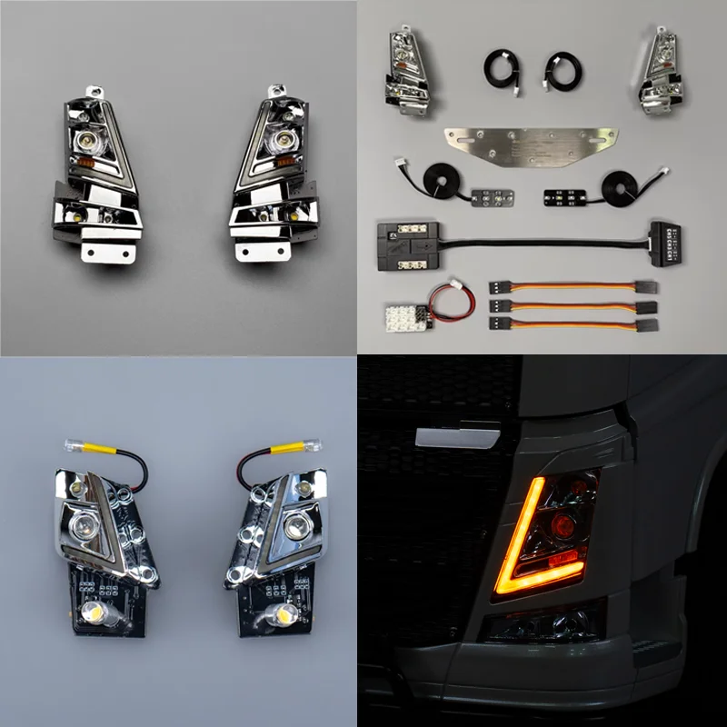 

LED Flowing Headlight Light Group System for 1/14 Tamiya RC Truck VOLVO FH16 750 56375 56362 56360 Toys Car Parts