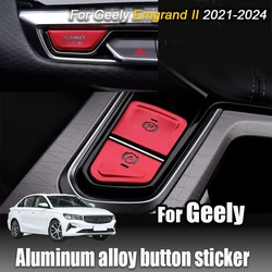 For Geely Emgrand 2021 2022 2023 2024 One click start Electronic handbrake Aluminum alloy button sticker Decorative frames