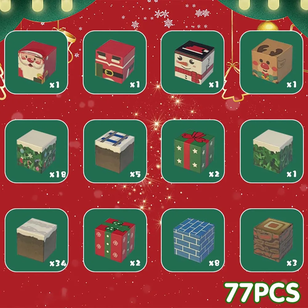 Kinderen 77-delig Creatieve magnetische kubussen Kerst Educatief DIY Stapelblokken Familieplezier Constructiespeelgoed Cadeau voor kinderen Nieuw