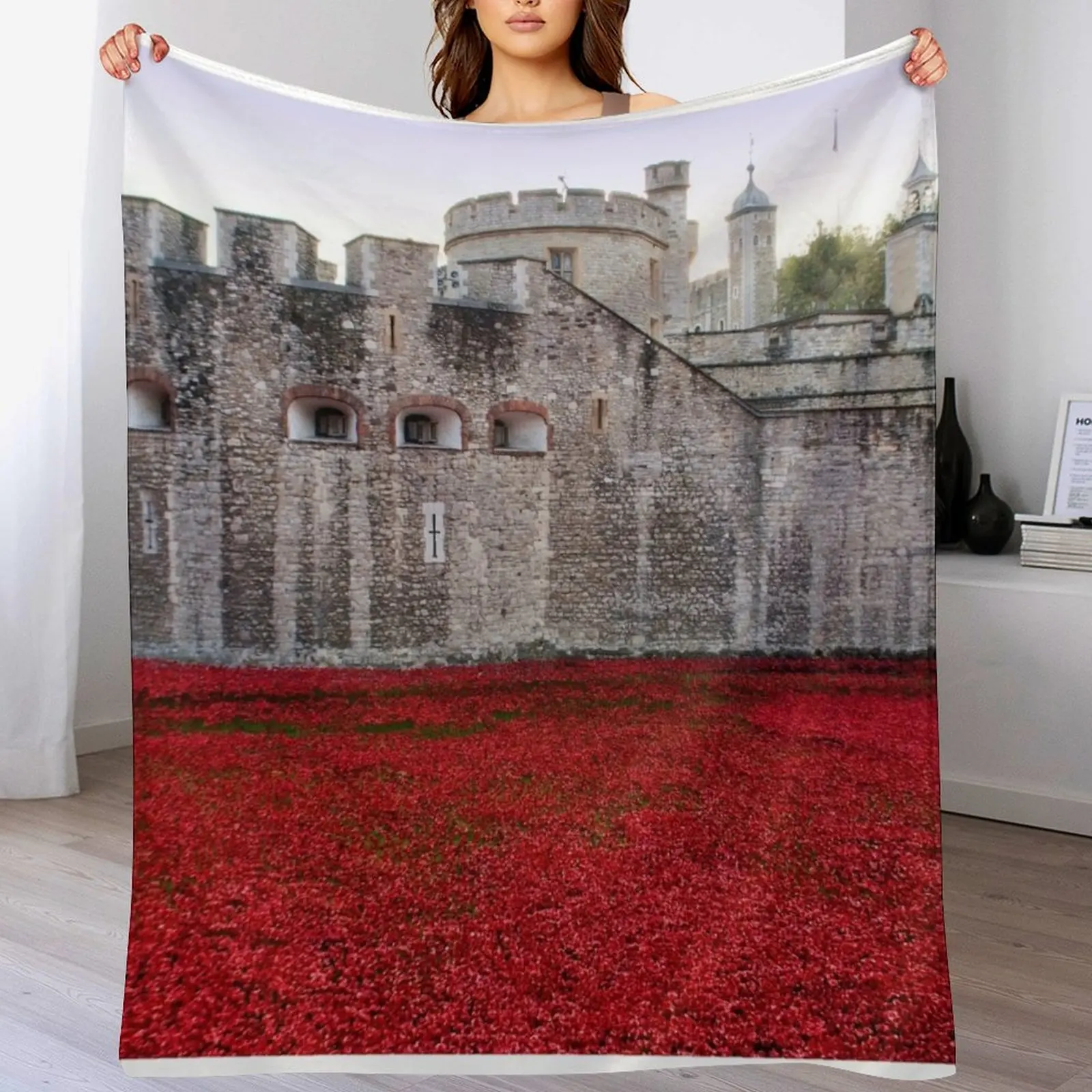 

Tower of London Red Poppies Throw Blanket