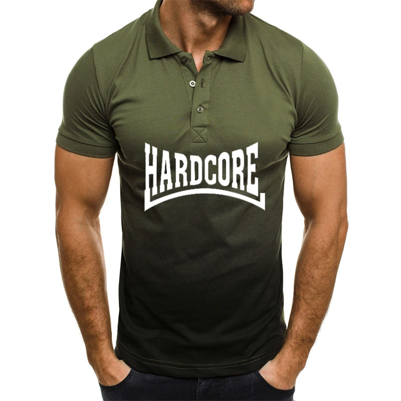 Camiseta de manga curta estampada hardcore masculina, gradiente 3D, polo Harajuku, camisa de lapela, tops de moda, verão, 2024