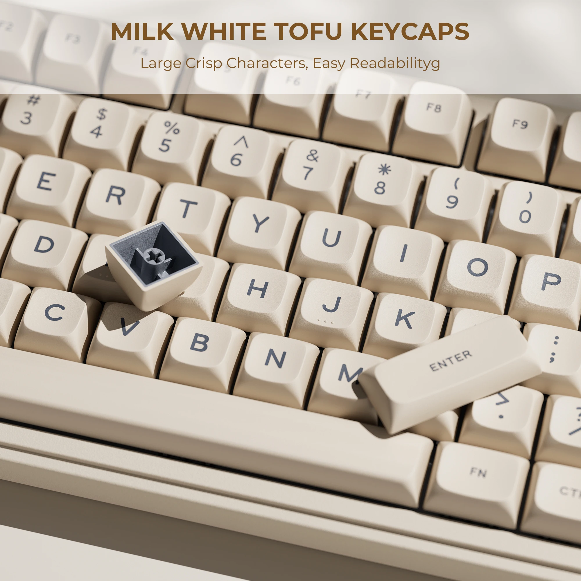 XVX Milk White TOFU Tematyczne nakładki na klawisze Double Shot, profil MDA, zestaw 132 klawiszy PBT do klawiatur mechanicznych — zdjęcie produktu 4