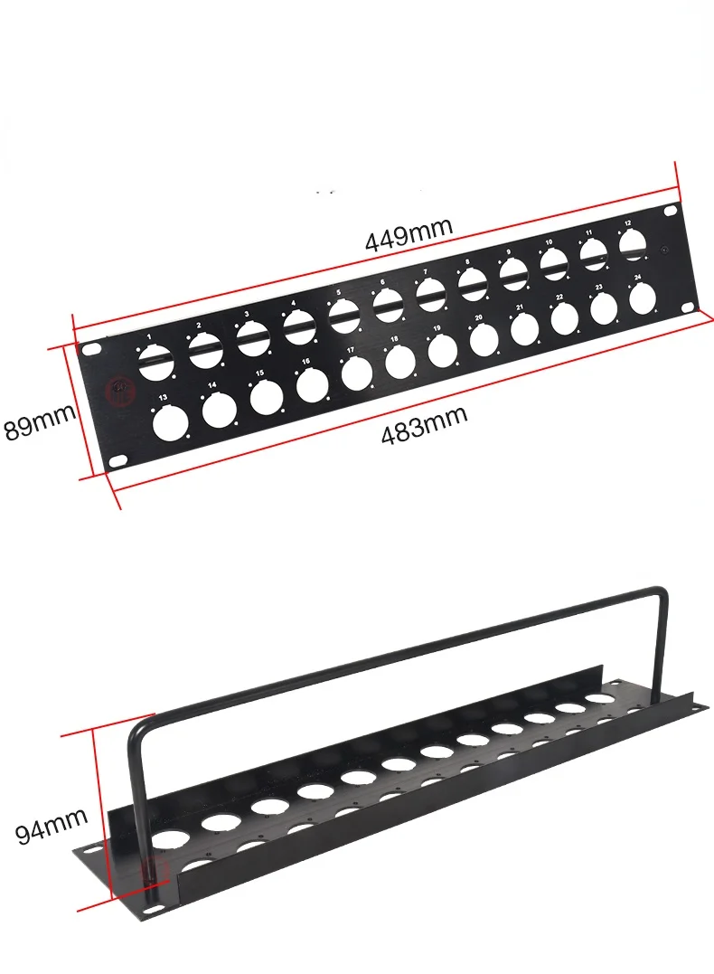 High quality 2U XLR HDMI USB3.0 RJ45 D-Type 24 Way Patch Panel 19\