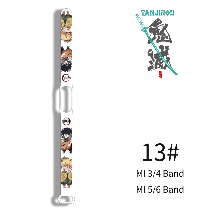 Hot Demon Slayer Tanjirou Strap for Mi Band 4 3 5 6 Creative Graffiti Silicone Sports Bracelet Replacement High Quality Strap