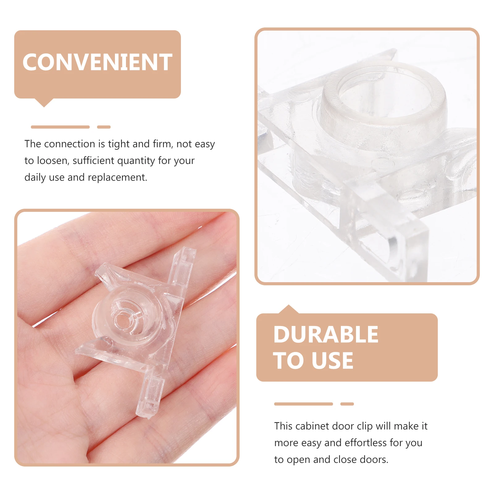 

10 Sets Door Bumpers Cabinet Clips Kitchen Closet False Fronts Plastic Replacement Parts with Screws for Doors