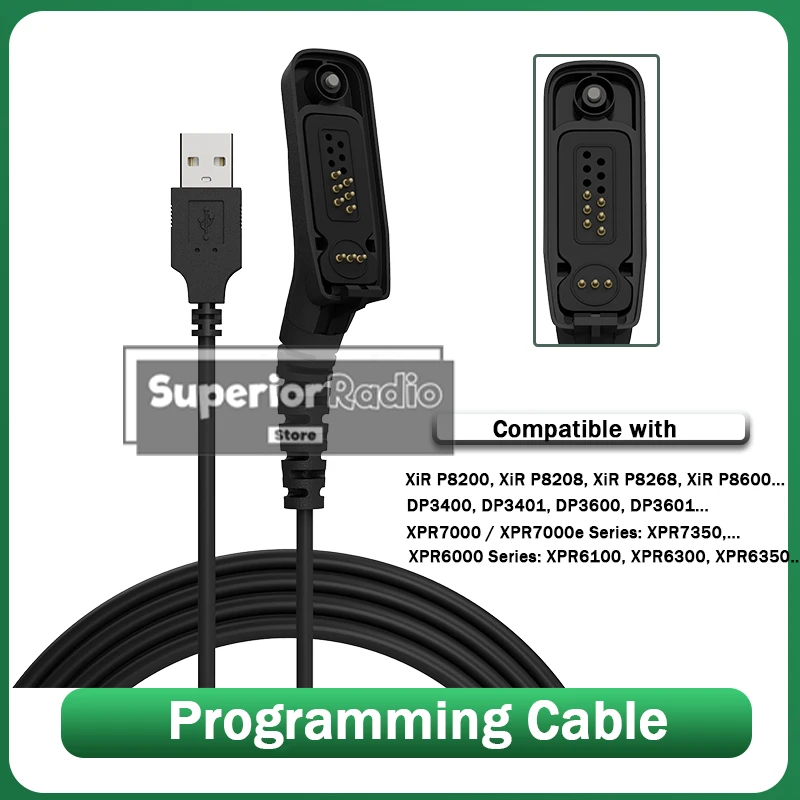

1/2/5PCS Walkie Talkie USB Programming Cable Compatible with XiR P8268 P8660 DP3400 DGP4150 Multi Pin Two Way Radio Accessories