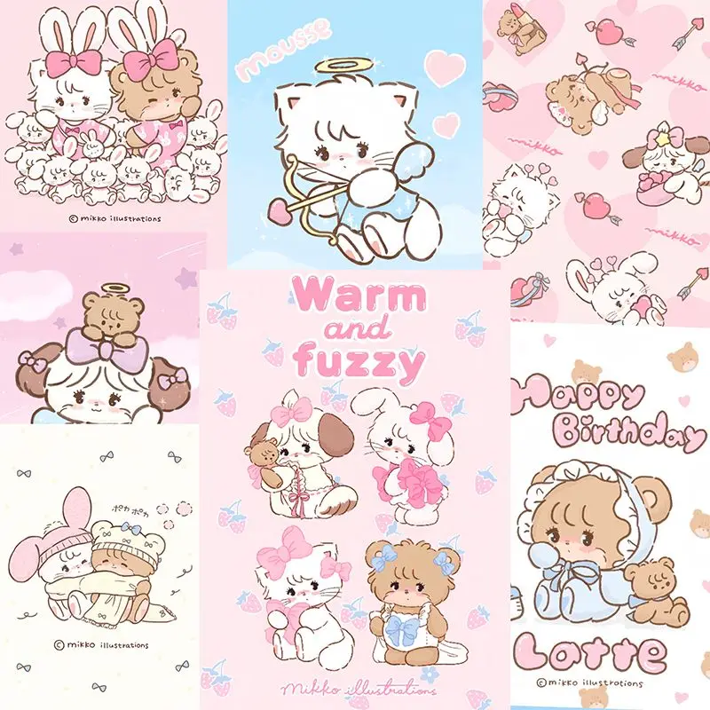 Imagem -02 - Anime Mikko Poster Adesivos Decoração Dormitório Imagem de Fundo Adesivo de Parede Kawaii Bonito Estilo Ins Desenhos Animados Novo 20 Pcs Set