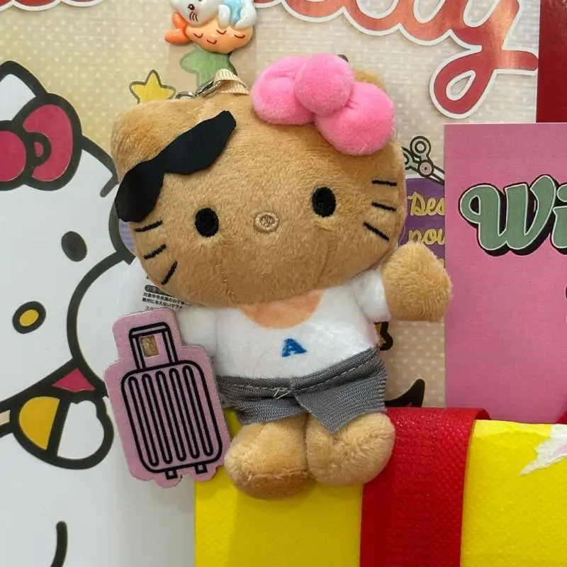 Kawaii Sanrio Pelle Nera Hello Kitty Bagagli Peluche Portachiavi Periferiche Del Fumetto Farcito Bambola Ragazza Compleanno Regalo Creativo