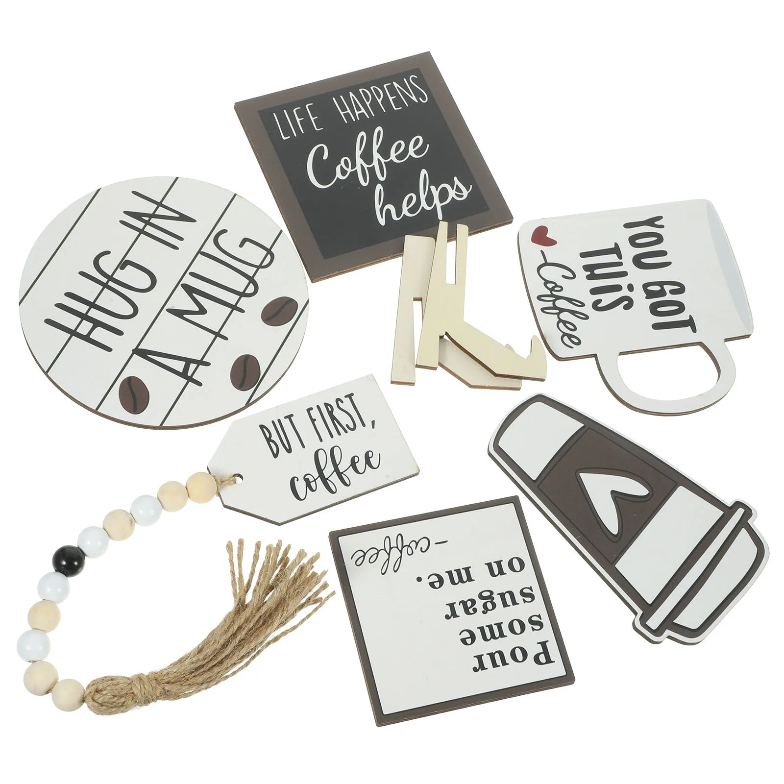 

1 set 1 Set Coffee Bar Decoration Rustic Farmhouse Tiered Tray Decor Wooden Kitchen Table Centerpiece Home Party Gift Decor