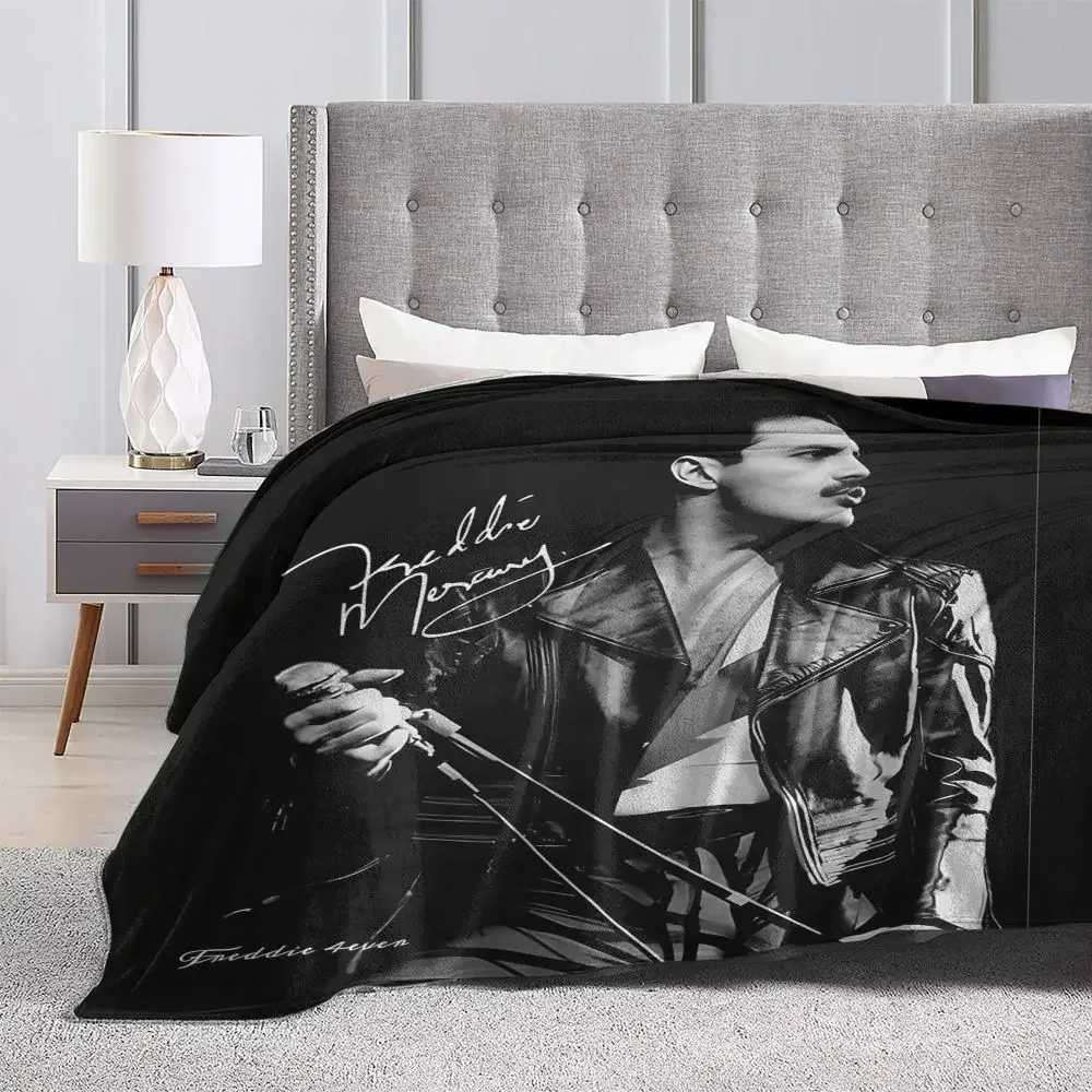 Freddie Mercury Music Band Blanket Queen Band Fleece Throw Blankets Bedding Couch Decoration Lightweight Bedsprea