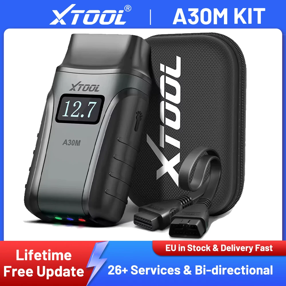 Nouvel XTOOL A30M Kit Complet Mises à Jour Gratuites à Vie Outil de Diagnostic Automobile BT Lecteur de Code Contrôle Bidirectionnel Tous Systèmes Scanner OBD OBD2 CAN FD FCA Autoauth Scanner Automobile Sans Fil avec 26+ Fonctions de Réinitialisation Mises à Jour depuis A30D